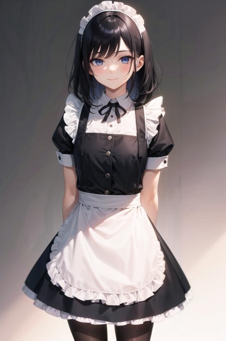 0003-604017284-1girl, maid, standing, white backround, simple backround, pantyhose, (smile_0.8), arms at sides, perfect eyes, black hair.png